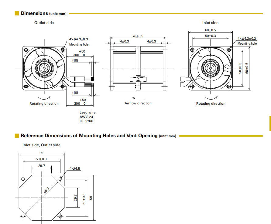 山洋San Ace长寿命双重反转轴流风扇 9CRLB0612P0G001 产品尺寸图： 