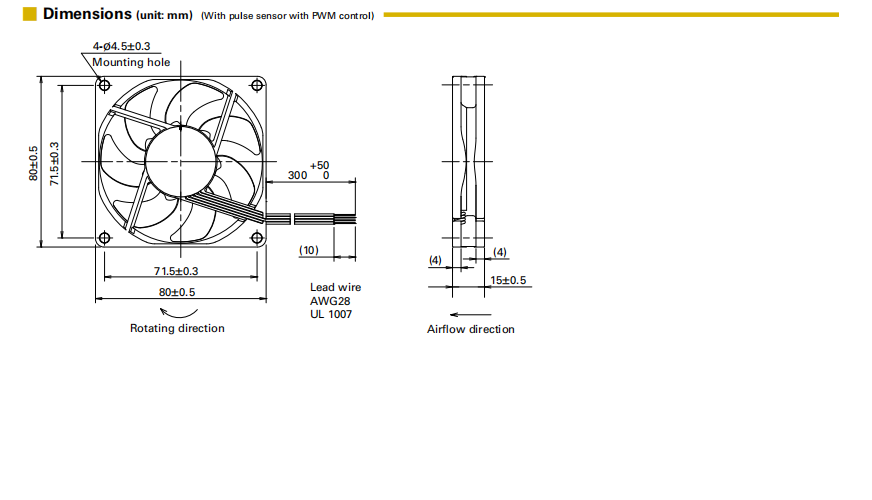 山洋低功耗轴流风扇9GA0812P7G001 产品尺寸图： 