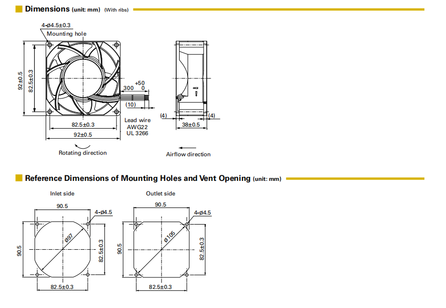 山洋轴流风扇9HV0912P1G001产品尺寸图： 