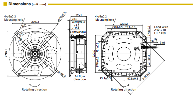山洋电气 San Ace 9B1W2TP24P0H001 防水离心散热风扇 270×270×99mm IP56 PWM直流散热风扇03